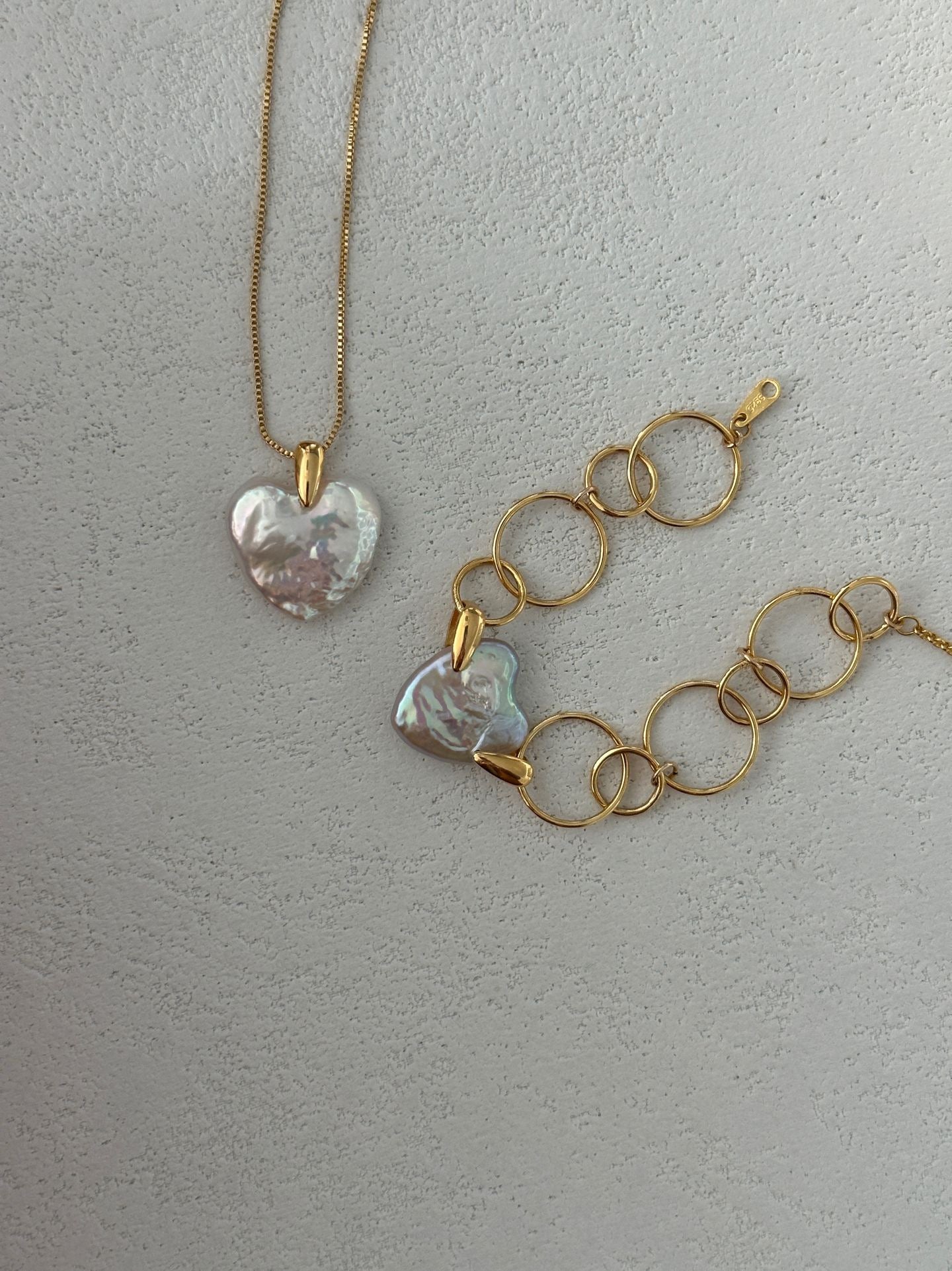 Geometric Circle & Heart Bracelet | 18K Gold-plated Silver | 13+5cm Adjustable