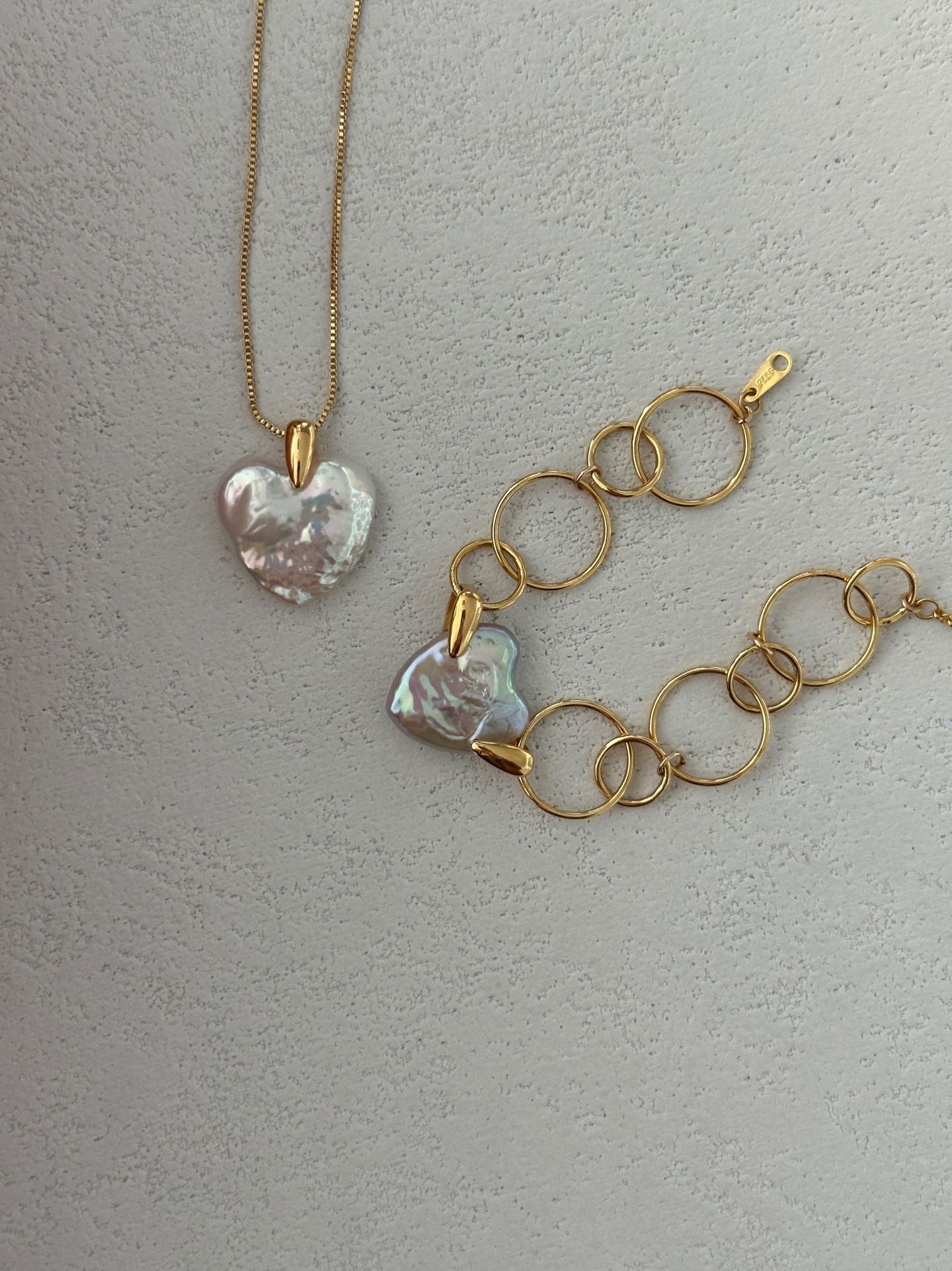 Geometric Circle & Heart Bracelet | 18K Gold-plated Silver | 13+5cm Adjustable