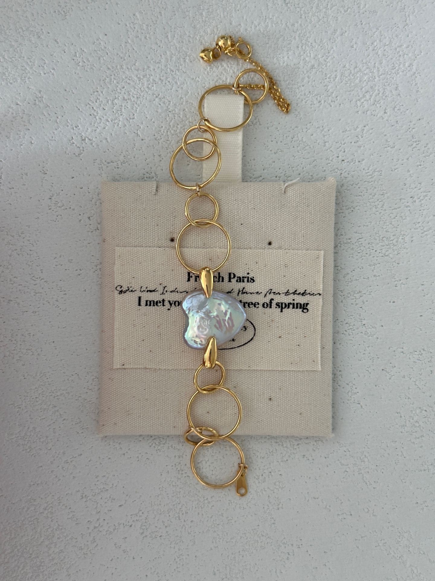 Geometric Circle & Heart Bracelet | 18K Gold-plated Silver | 13+5cm Adjustable
