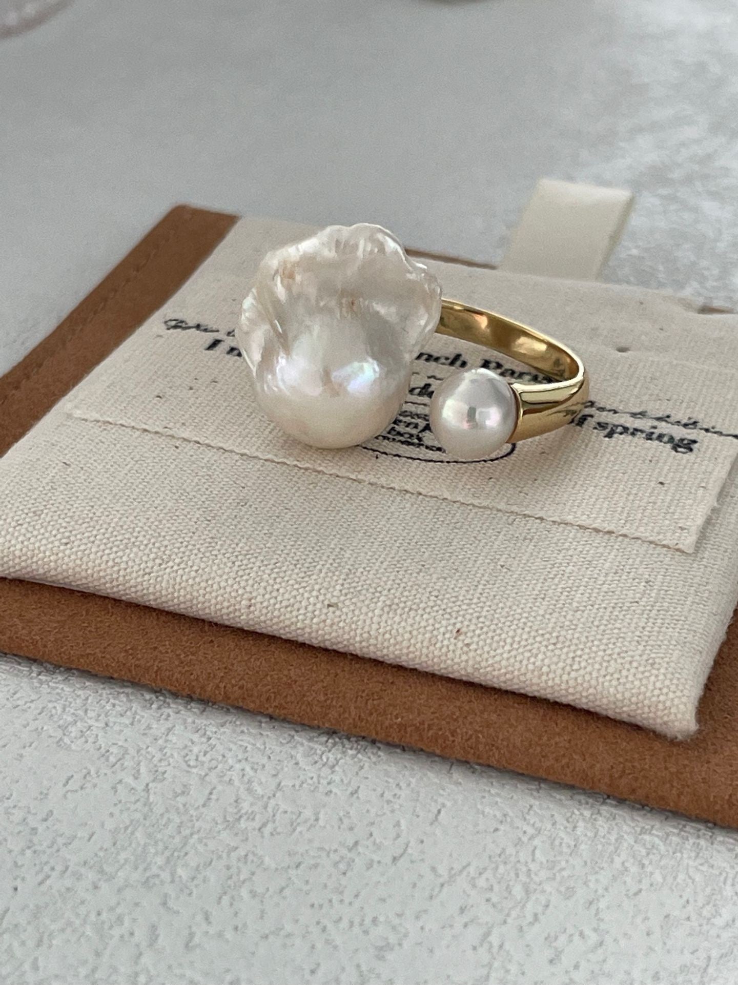 18K Gold-Plated Baroque Pearl Adjustable Ring