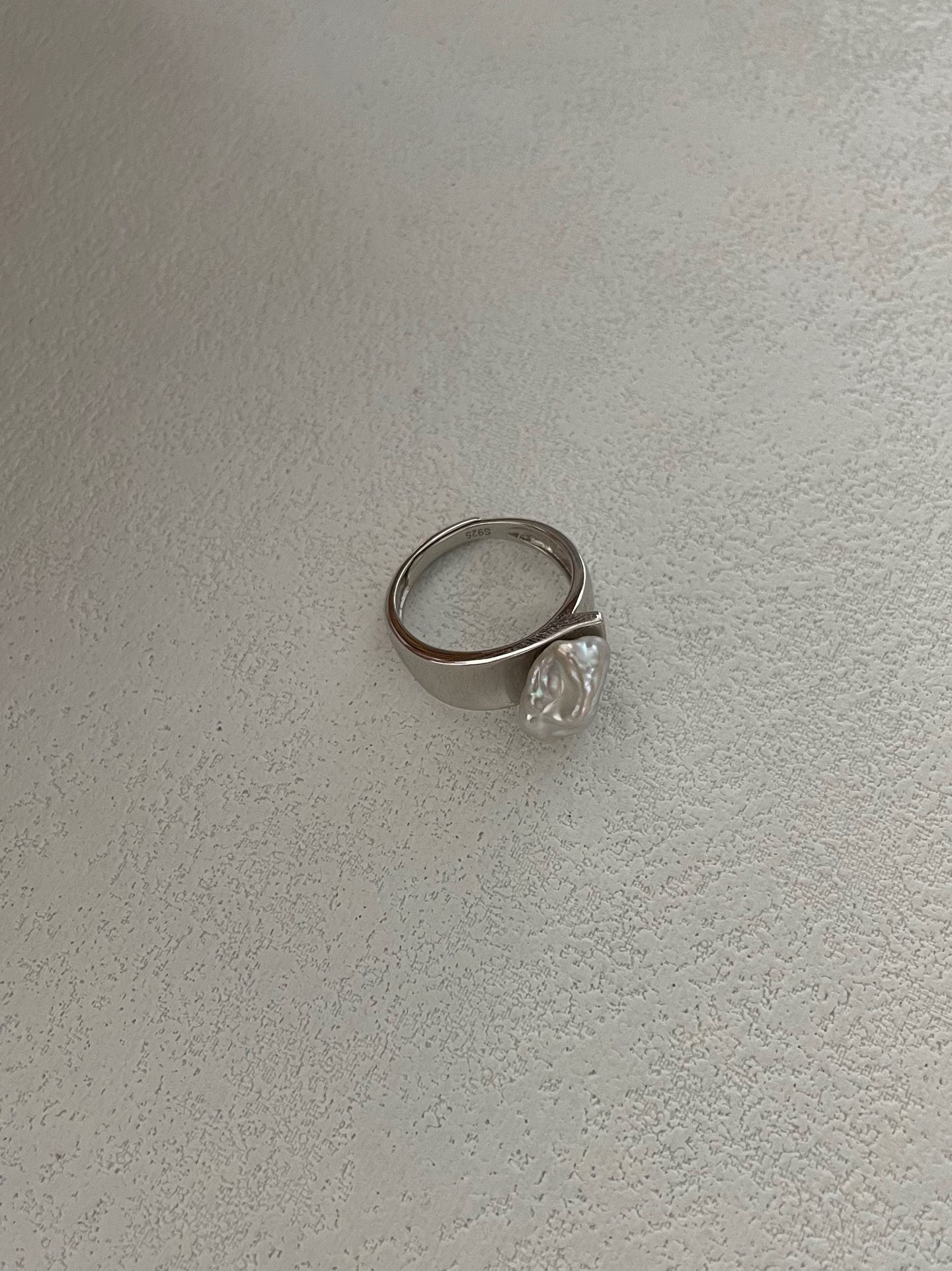 Freshwater Keshi Pearl Sterling Silver Ring – Adjustable Open Band