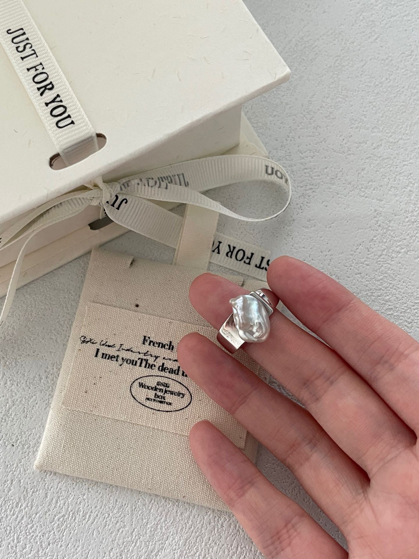 Freshwater Keshi Pearl Sterling Silver Ring – Adjustable Open Band