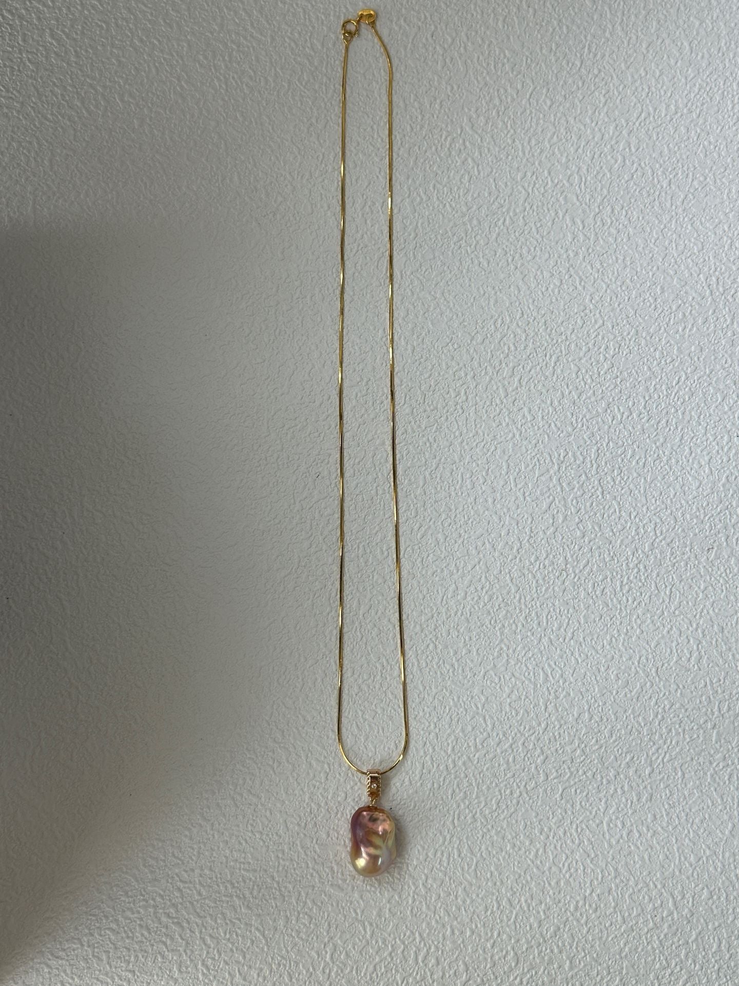 Detachable Baroque Pearl Necklace – 18K Gold Plated 925 Silver, Iridescent Mini Pearl Pendant, CZ Clasp, French Minimalist Jewelry