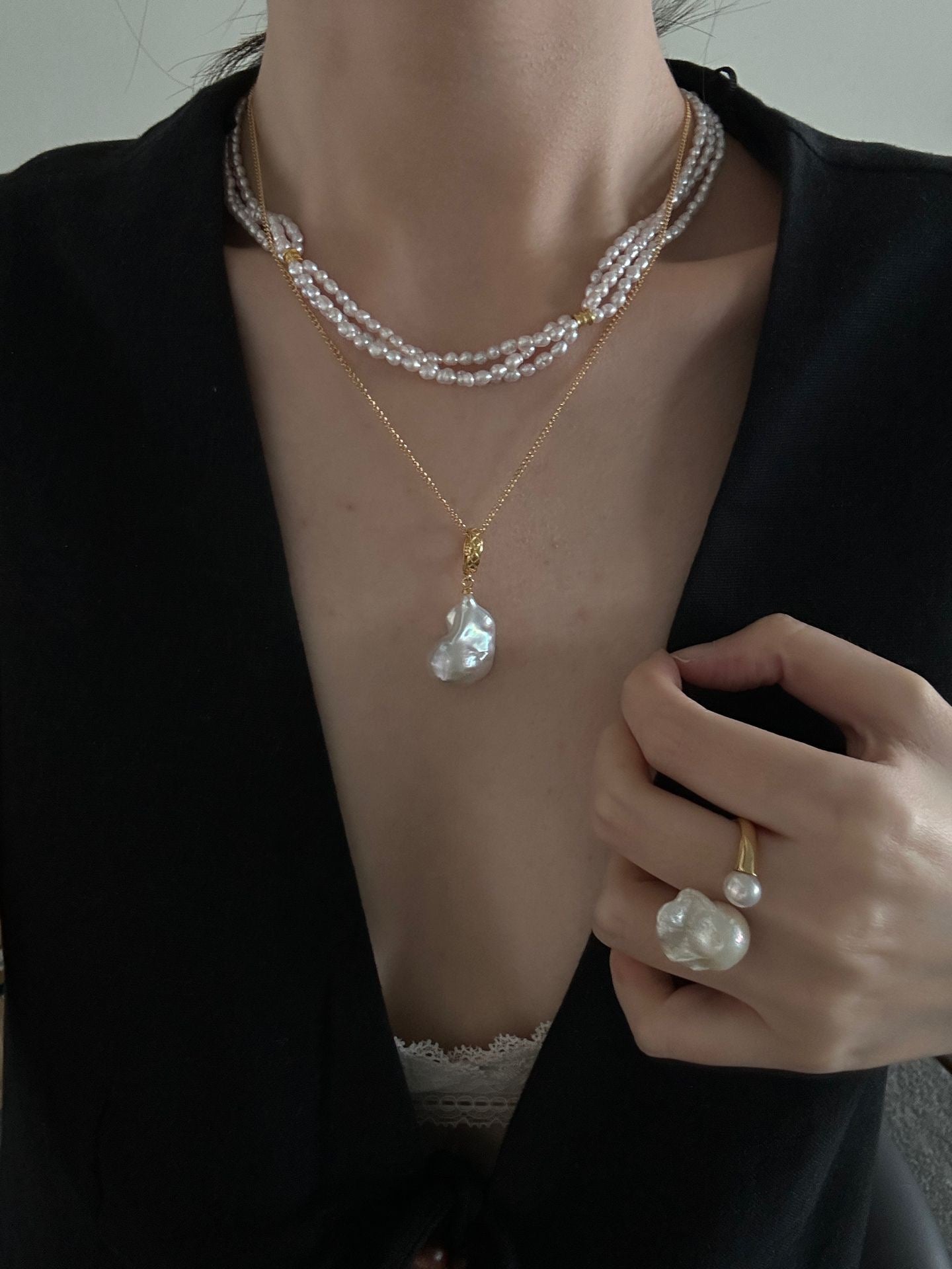🌸 Sakura Pink Seed Bead Triple-Layer Necklace | 18K Gold Vermeil on Sterling Silver | 38+5cm Adjustable