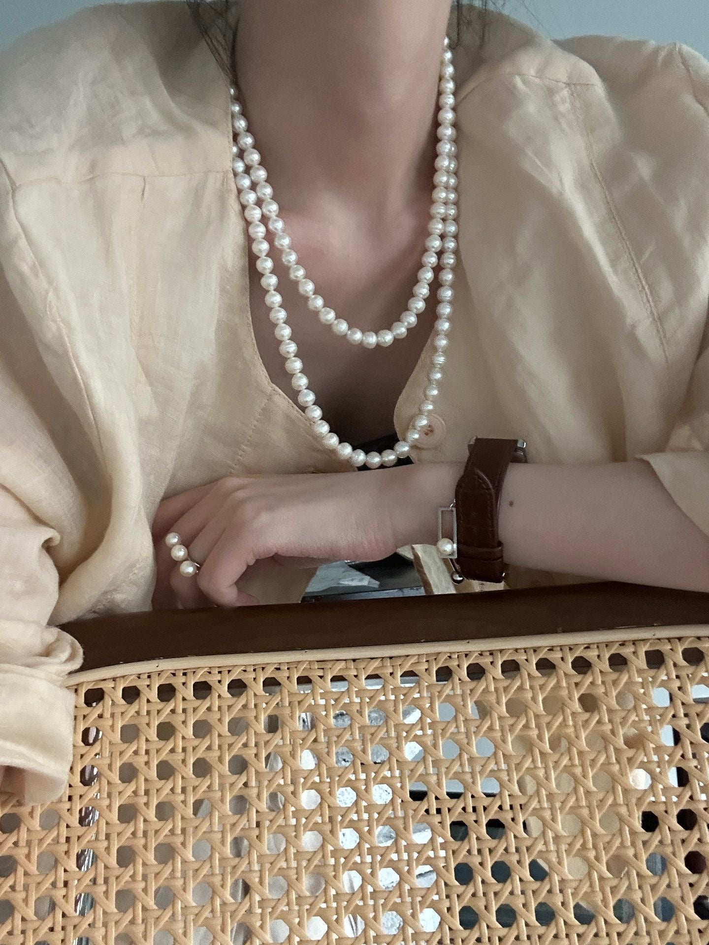 1 Meter Twisted Freshwater Pearl Necklace | Silver Clasp | Elegant Long Pearl Strand