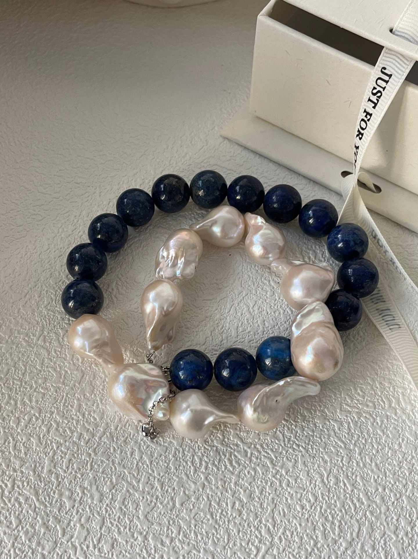 Baroque Pearl Necklace (42cm)/Lapis Lazuli & Baroque Pearl Necklace (Adjustable 40-45cm)