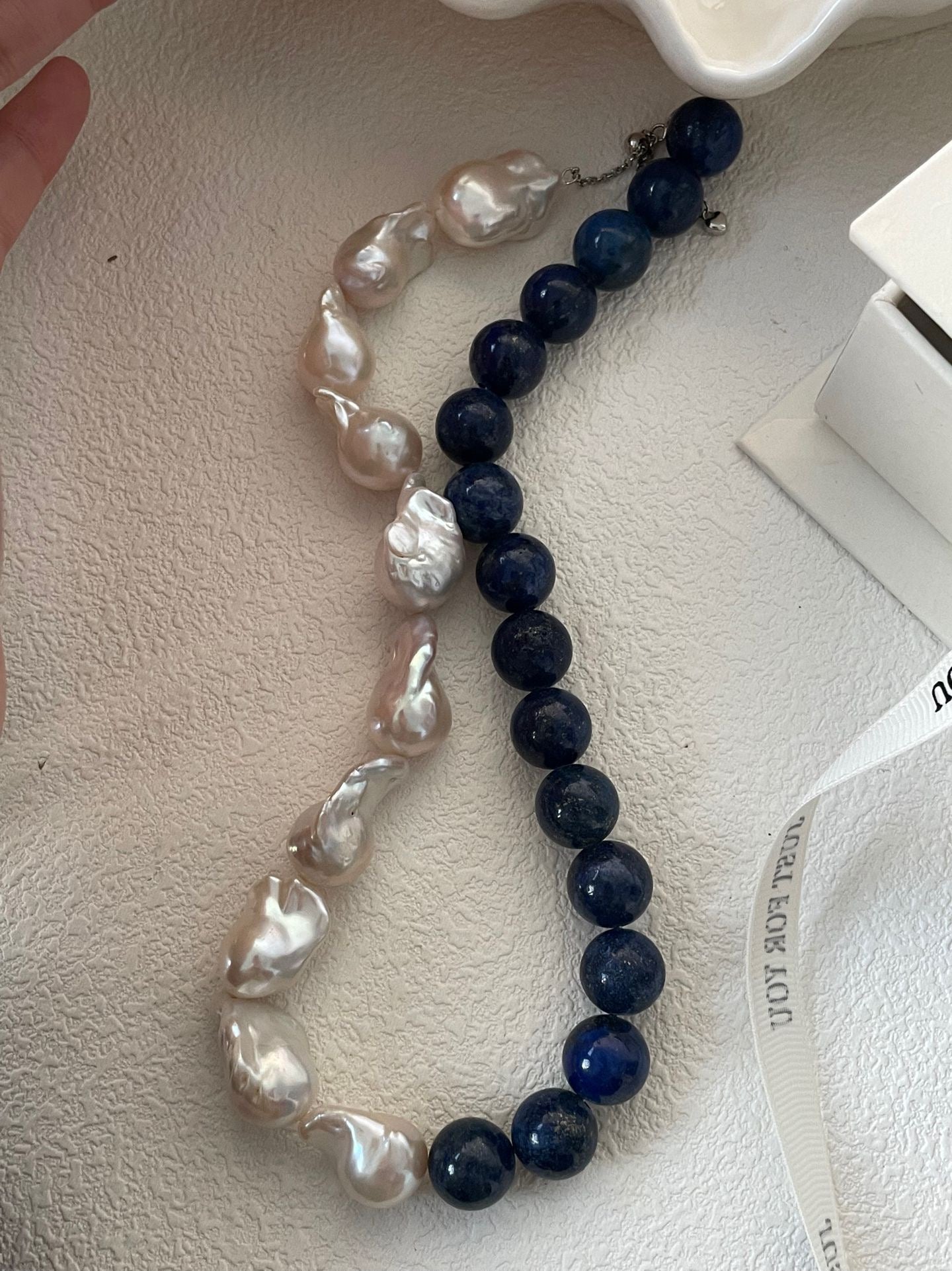 Baroque Pearl Necklace (42cm)/Lapis Lazuli & Baroque Pearl Necklace (Adjustable 40-45cm)