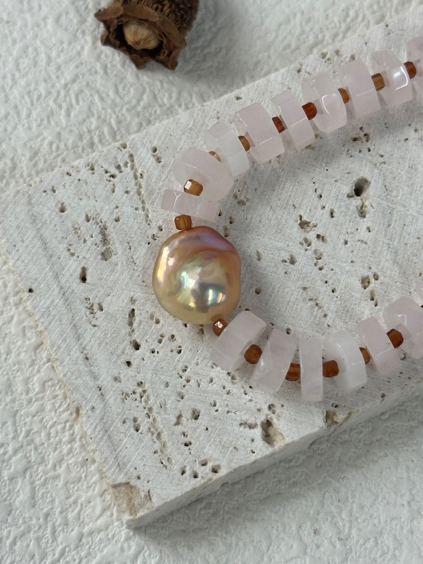 Rose Quartz & Colorful Baroque Bracelet | 18K Gold-plated Silver | 14.5-16cm