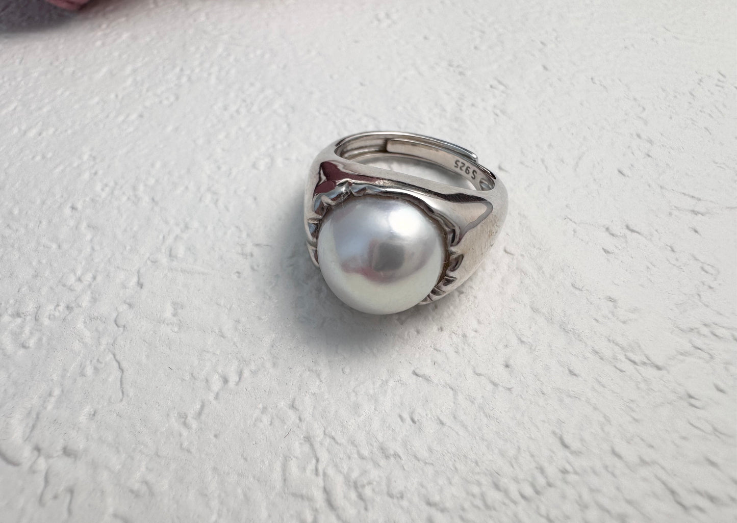 925 Sterling Silver Mabe Pearl Ring – Statement Freshwater Pearl Jewelry