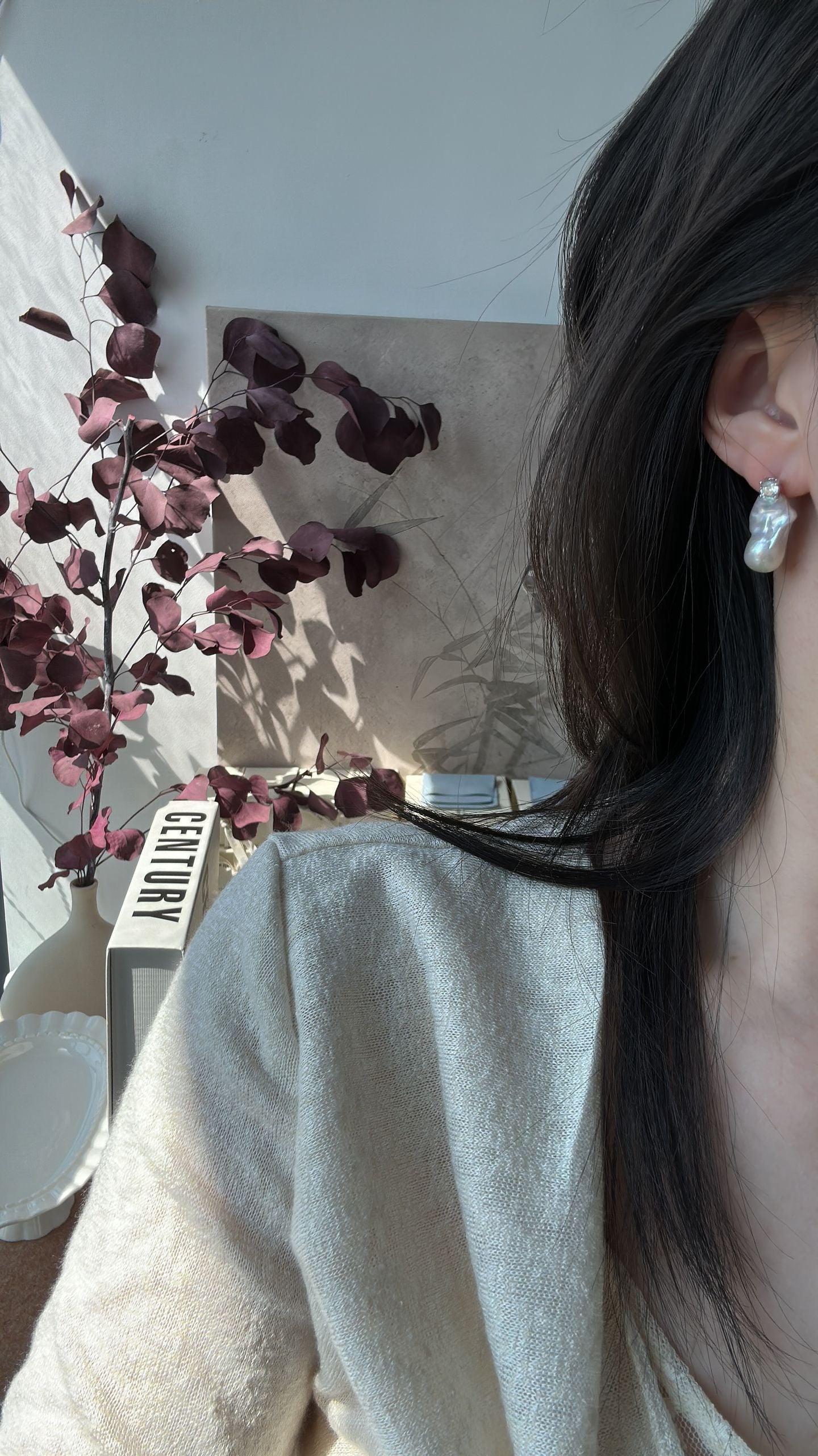Princess Diana Inspired Earrings – Zircon with Iridescent Small Baroque Pearls