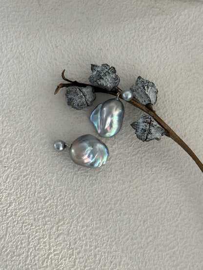 Gray Baroque Pearl Earrings | Freshwater and Saltwater Pearl Drop Design
