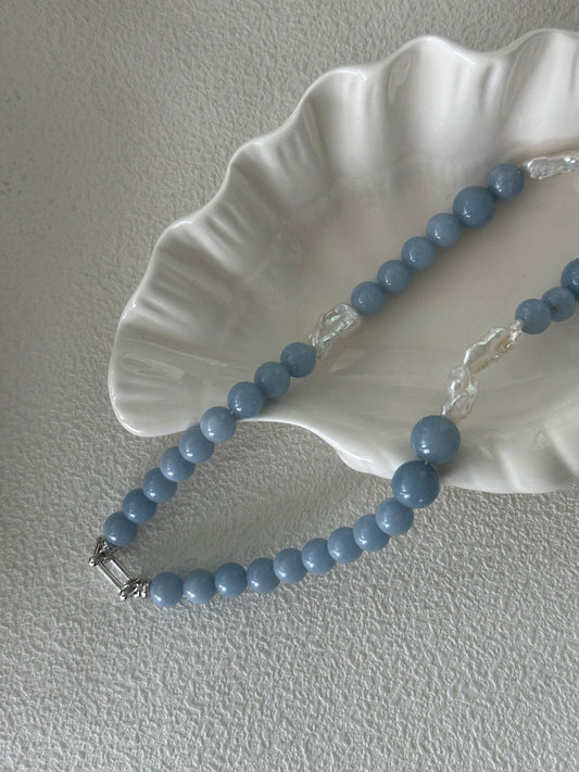 Angel Stone & Pearl Necklace | 925 Sterling Silver