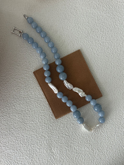 Angel Stone & Pearl Necklace | 925 Sterling Silver