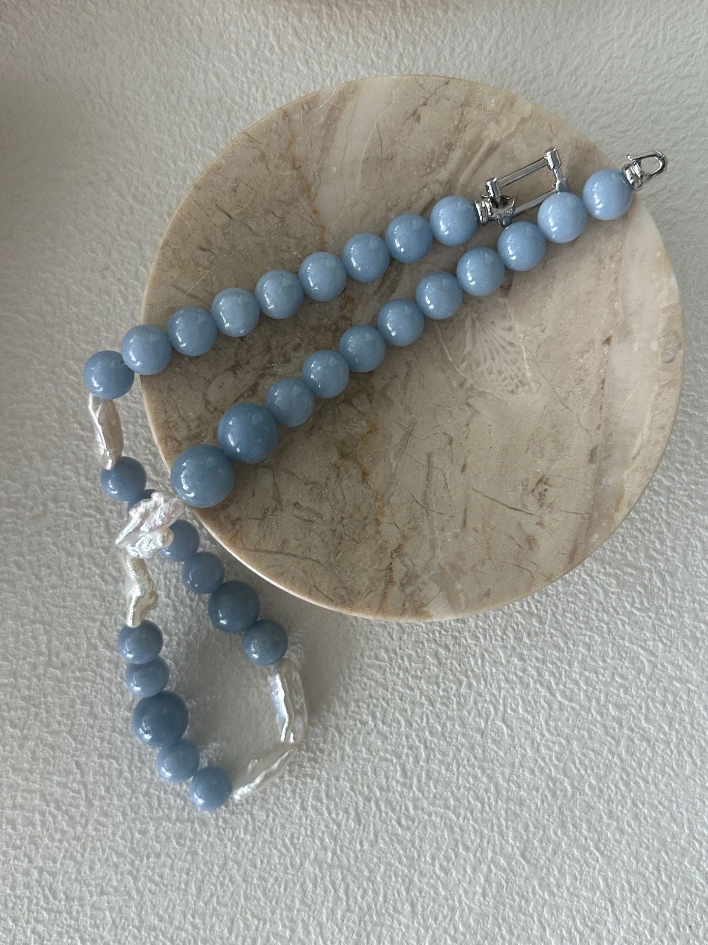 Angel Stone & Pearl Necklace | 925 Sterling Silver