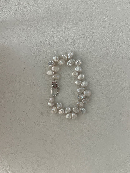 Keshi Freshwater Pearl Bracelet in Sterling Silver | Adjustable 5.7–6.3 Inches | Handcrafted Jewelry
