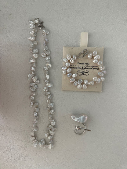 Keshi Freshwater Pearl Bracelet in Sterling Silver | Adjustable 5.7–6.3 Inches | Handcrafted Jewelry