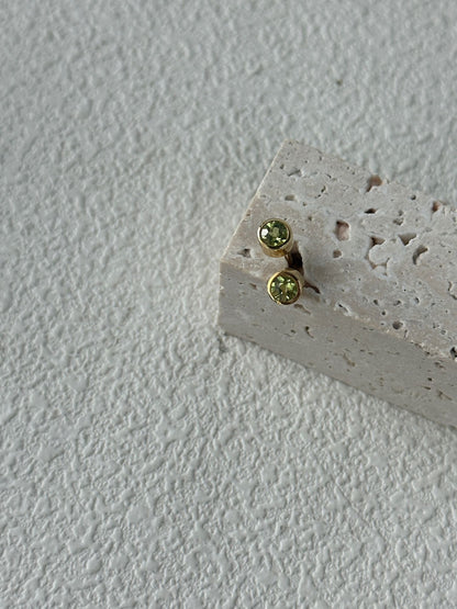 Natural Peridot Stud Earrings – High Clarity, Fine Cut – 18K Gold-Plated Sterling Silver