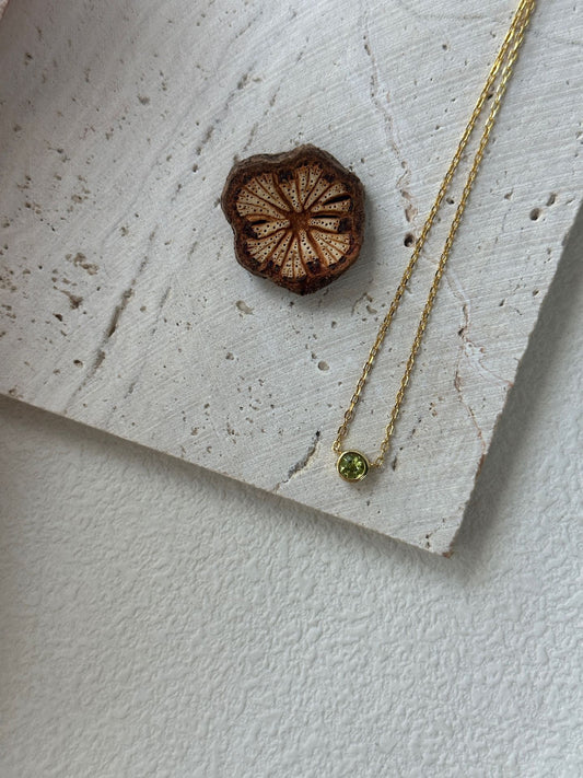 Natural Peridot Necklace – High Clarity, Fine Cut – 18K Gold-Plated 925 Sterling Silver, 40–45cm Adjustable