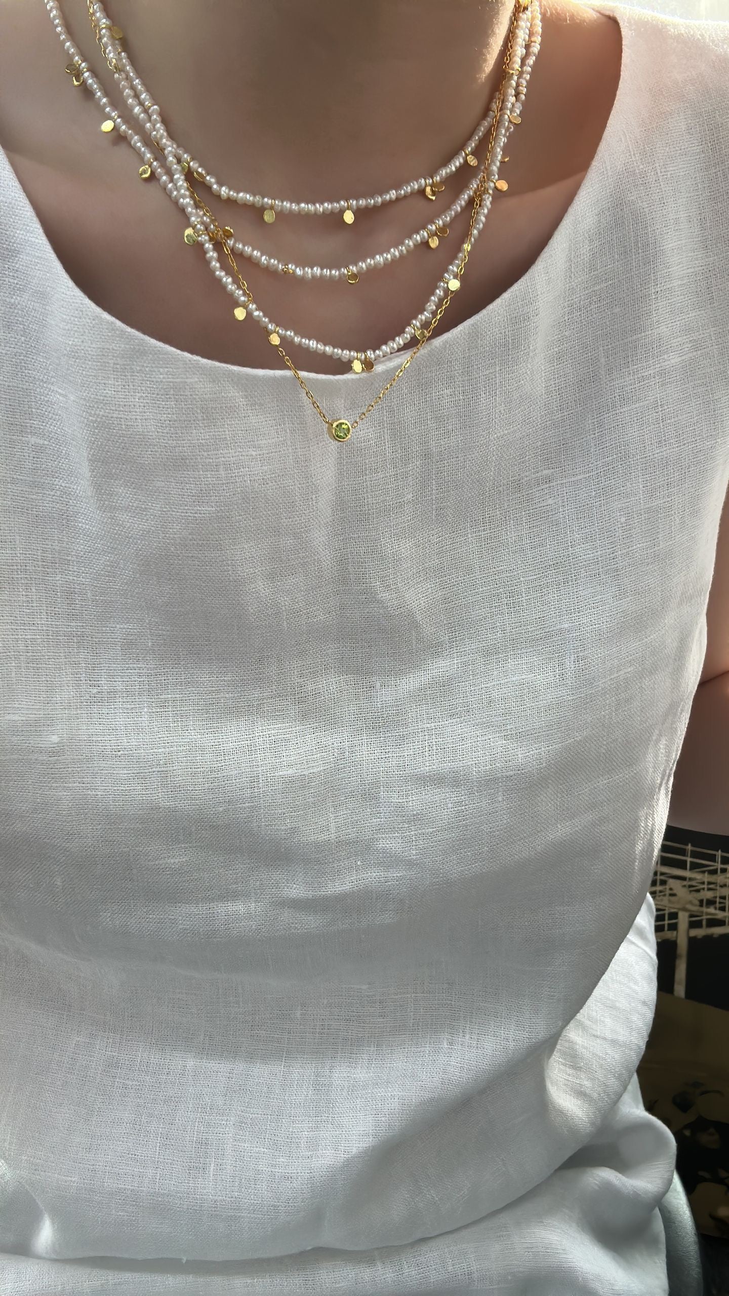 Natural Peridot Necklace – High Clarity, Fine Cut – 18K Gold-Plated 925 Sterling Silver, 40–45cm Adjustable
