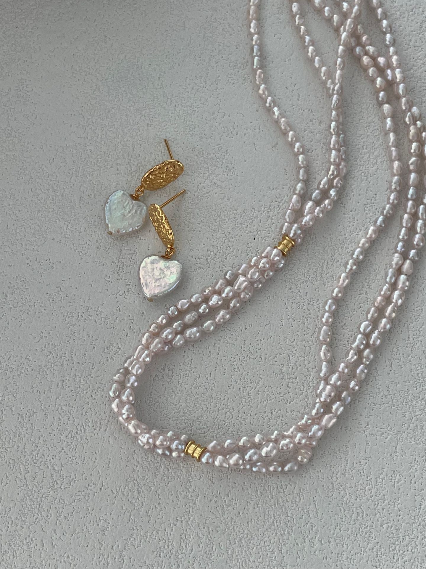 18K Gold Plated Heart Pearl Earrings