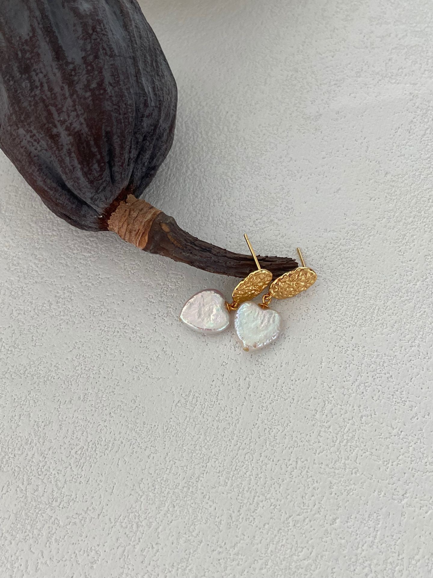 18K Gold Plated Heart Pearl Earrings