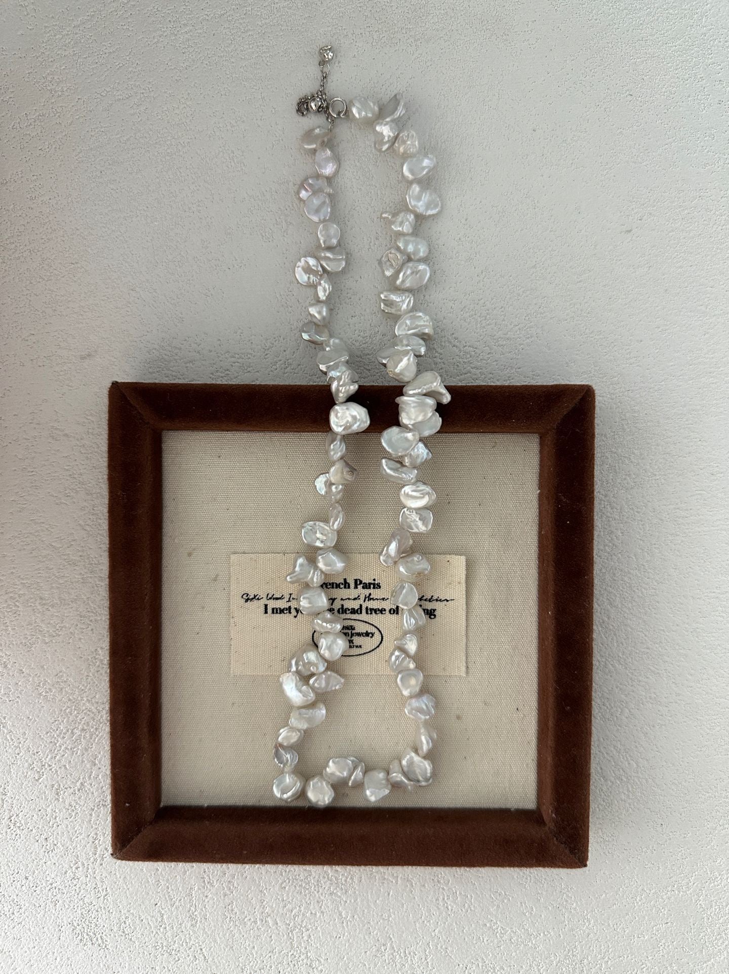 Freshwater Keshi Pearl Necklace – 39+5cm Adjustable Chain with Sterling Silver Clasp & Extender