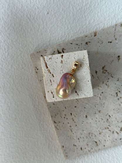 Detachable Baroque Pearl Necklace – 18K Gold Plated 925 Silver, Iridescent Mini Pearl Pendant, CZ Clasp, French Minimalist Jewelry