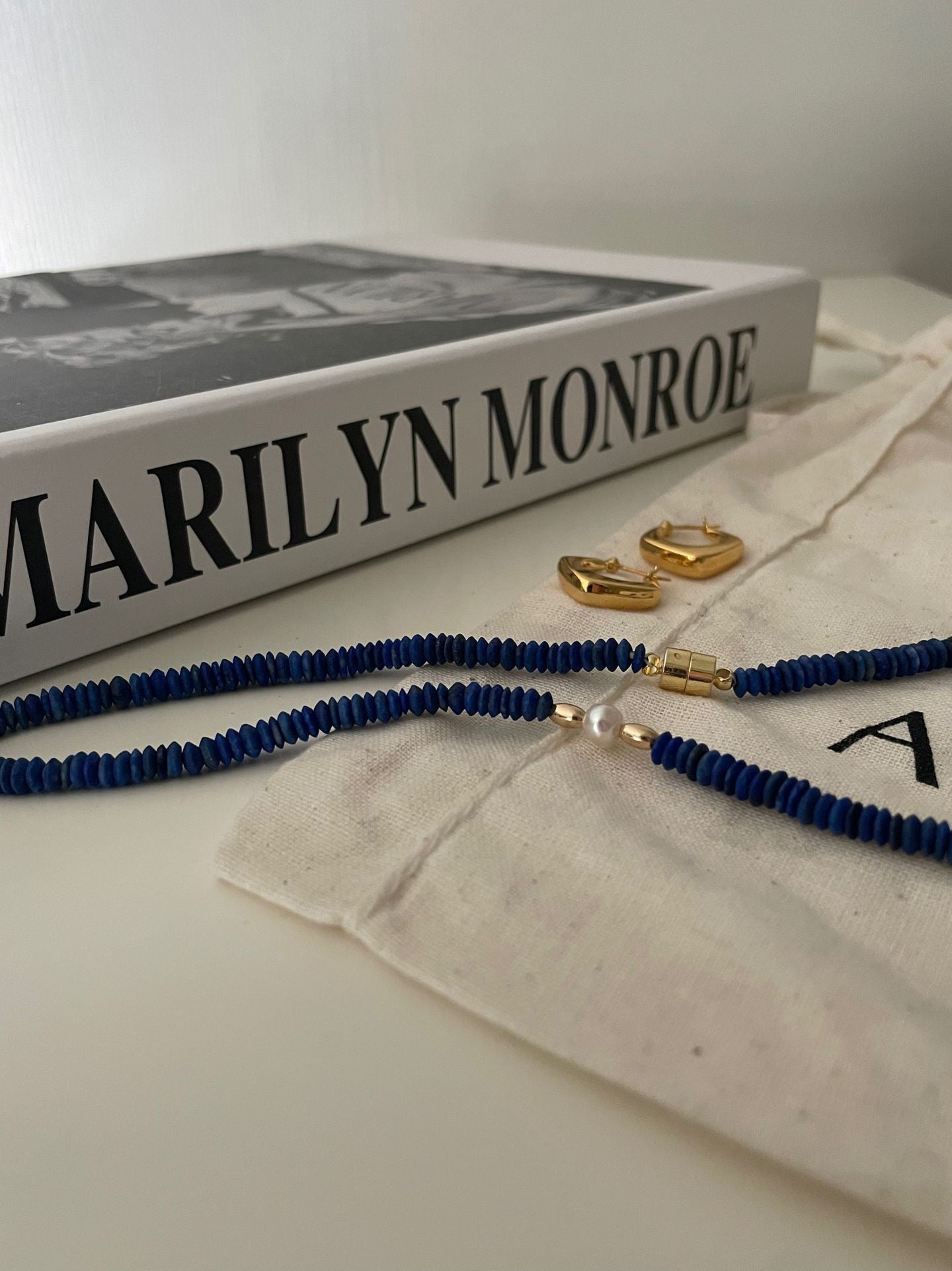 Natural Lapis Lazuli & Freshwater Pearl Necklace |  14K Gold-Filled（US Standard） Magnetic Clasp | Elegant & Timeless Jewelry