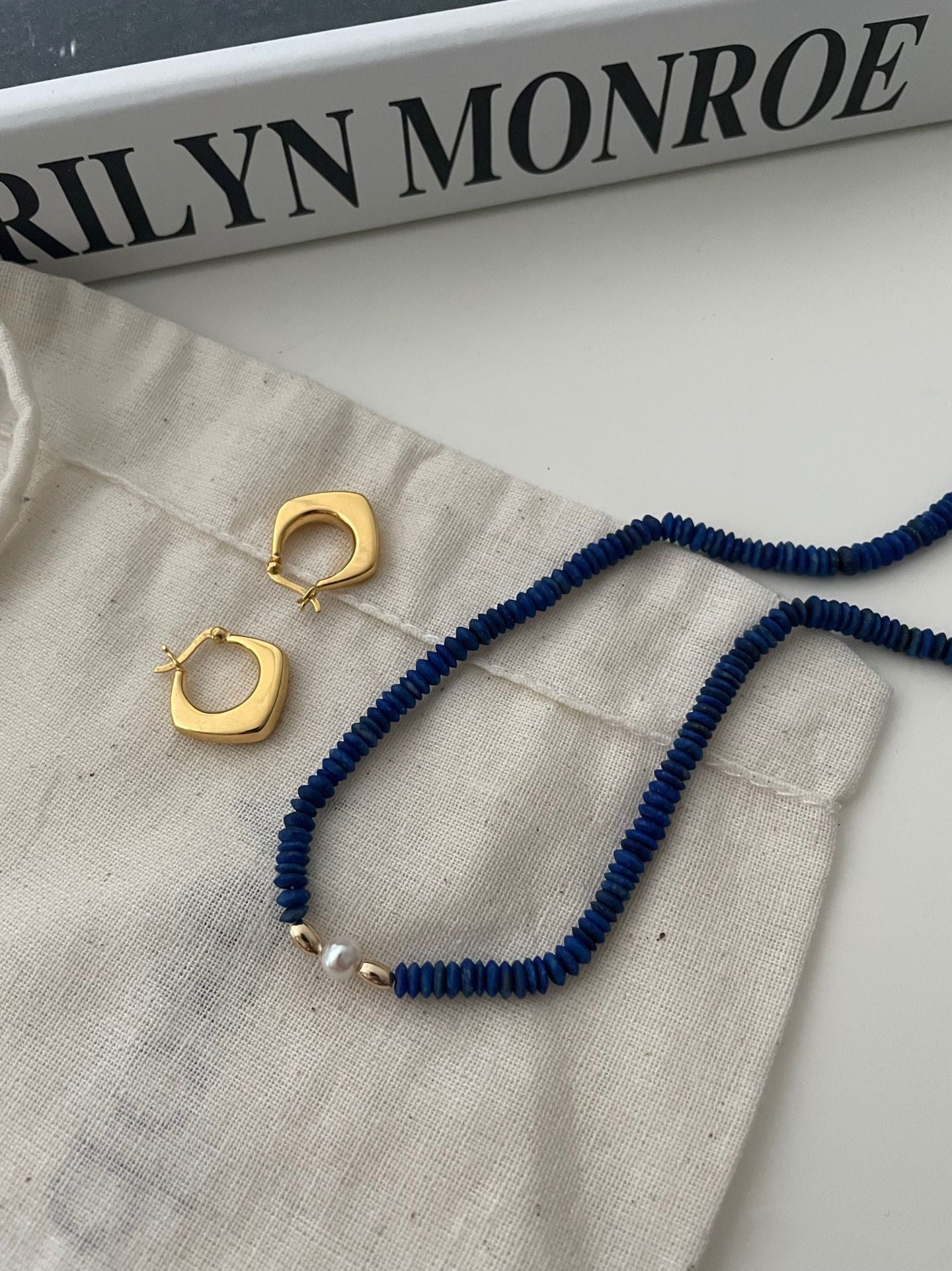 Natural Lapis Lazuli & Freshwater Pearl Necklace |  14K Gold-Filled（US Standard） Magnetic Clasp | Elegant & Timeless Jewelry