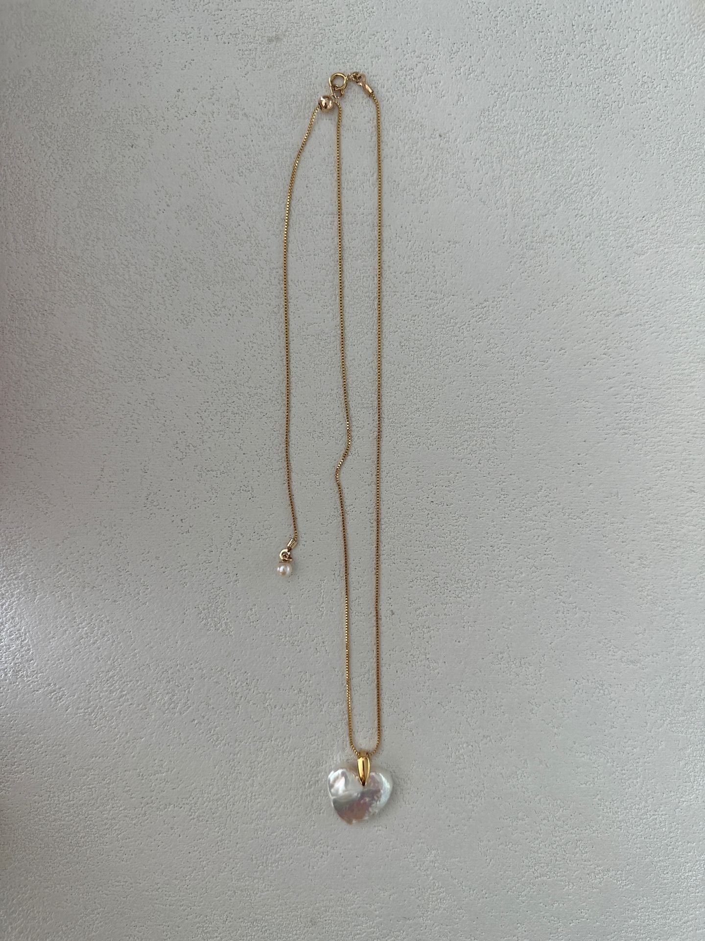 Heart-Shaped Freshwater Pearl Necklace | 50cm Gold Chain | Silver Gold-plated Heart Clasp
