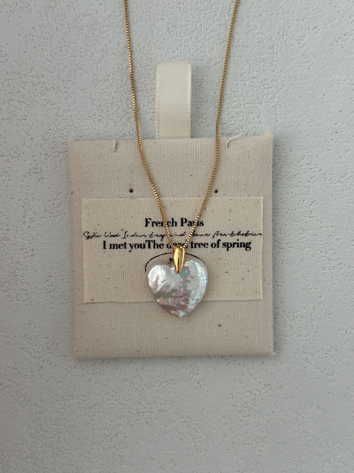 Heart-Shaped Freshwater Pearl Necklace | 50cm Gold Chain | Silver Gold-plated Heart Clasp
