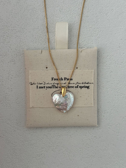 Heart-Shaped Freshwater Pearl Necklace | 50cm Gold Chain | Silver Gold-plated Heart Clasp
