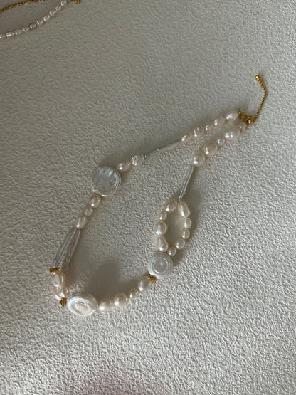 French-Inspired Pearl Choker Necklace | Roman & Rice Pearls | Silver-plated 18K Gold Clasp | 34+5cm