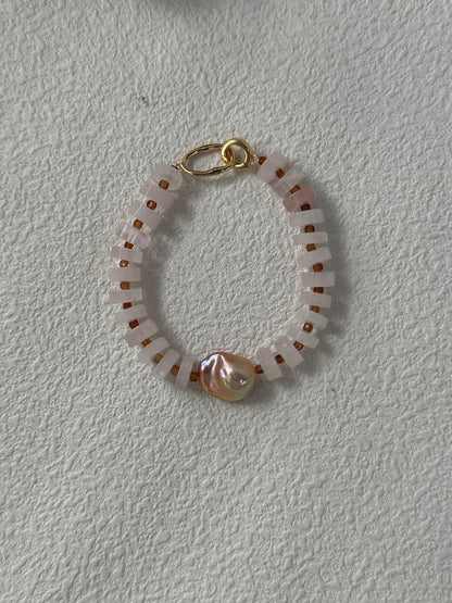 Rose Quartz & Colorful Baroque Bracelet | 18K Gold-plated Silver | 14.5-16cm