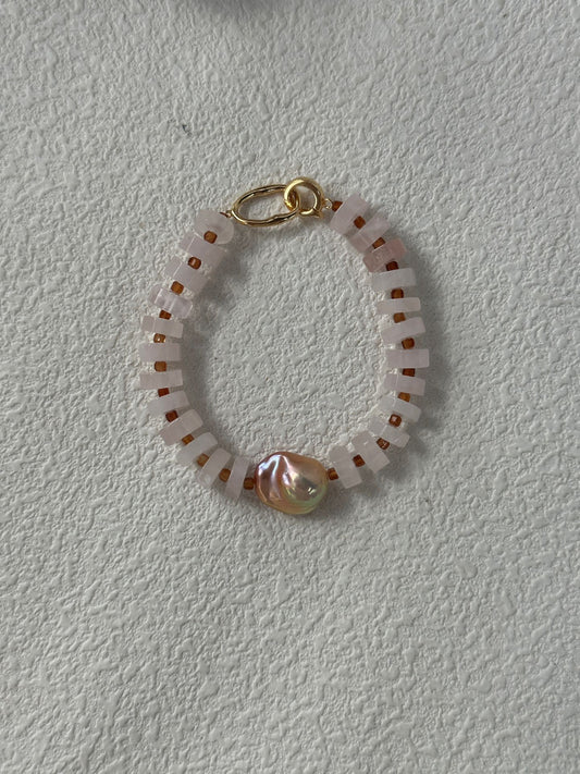 Rose Quartz & Colorful Baroque Bracelet | 18K Gold-plated Silver | 14.5-16cm