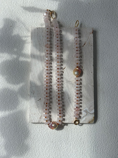 Rose Quartz & Colorful Baroque Bracelet | 18K Gold-plated Silver | 14.5-16cm