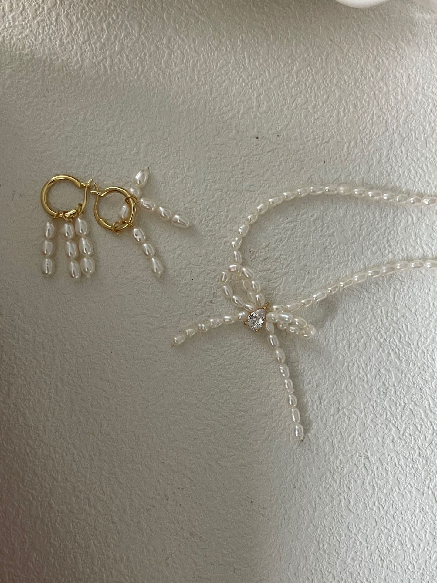 Bow Knot Pearl Necklace | 18K Gold-plated | 40-41cm Elegant Jewelry