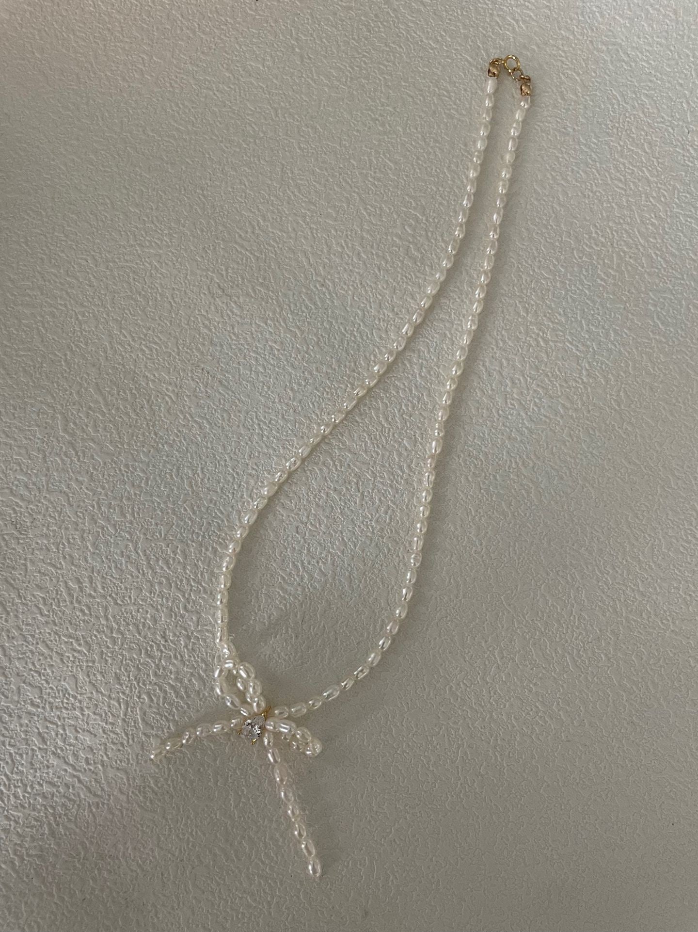 Bow Knot Pearl Necklace | 18K Gold-plated | 40-41cm Elegant Jewelry