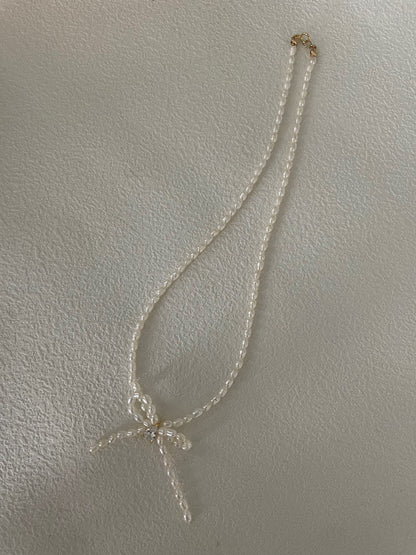 Bow Knot Pearl Necklace | 18K Gold-plated | 40-41cm Elegant Jewelry