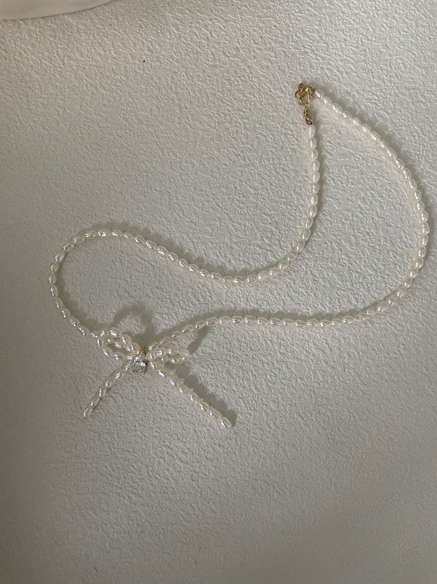 Bow Knot Pearl Necklace | 18K Gold-plated | 40-41cm Elegant Jewelry