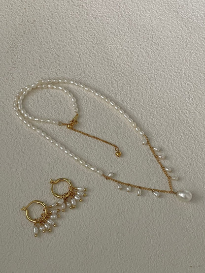 French Fairy Rain Drop Necklace | 14K Gold-filled & 18K Gold-plated Silver | 39+5cm