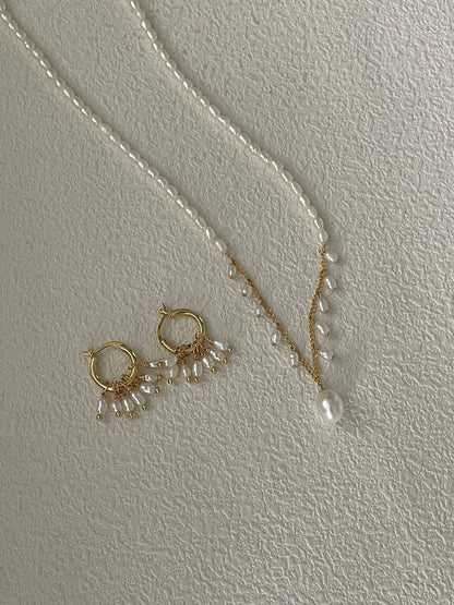 French Fairy Rain Drop Necklace | 14K Gold-filled & 18K Gold-plated Silver | 39+5cm