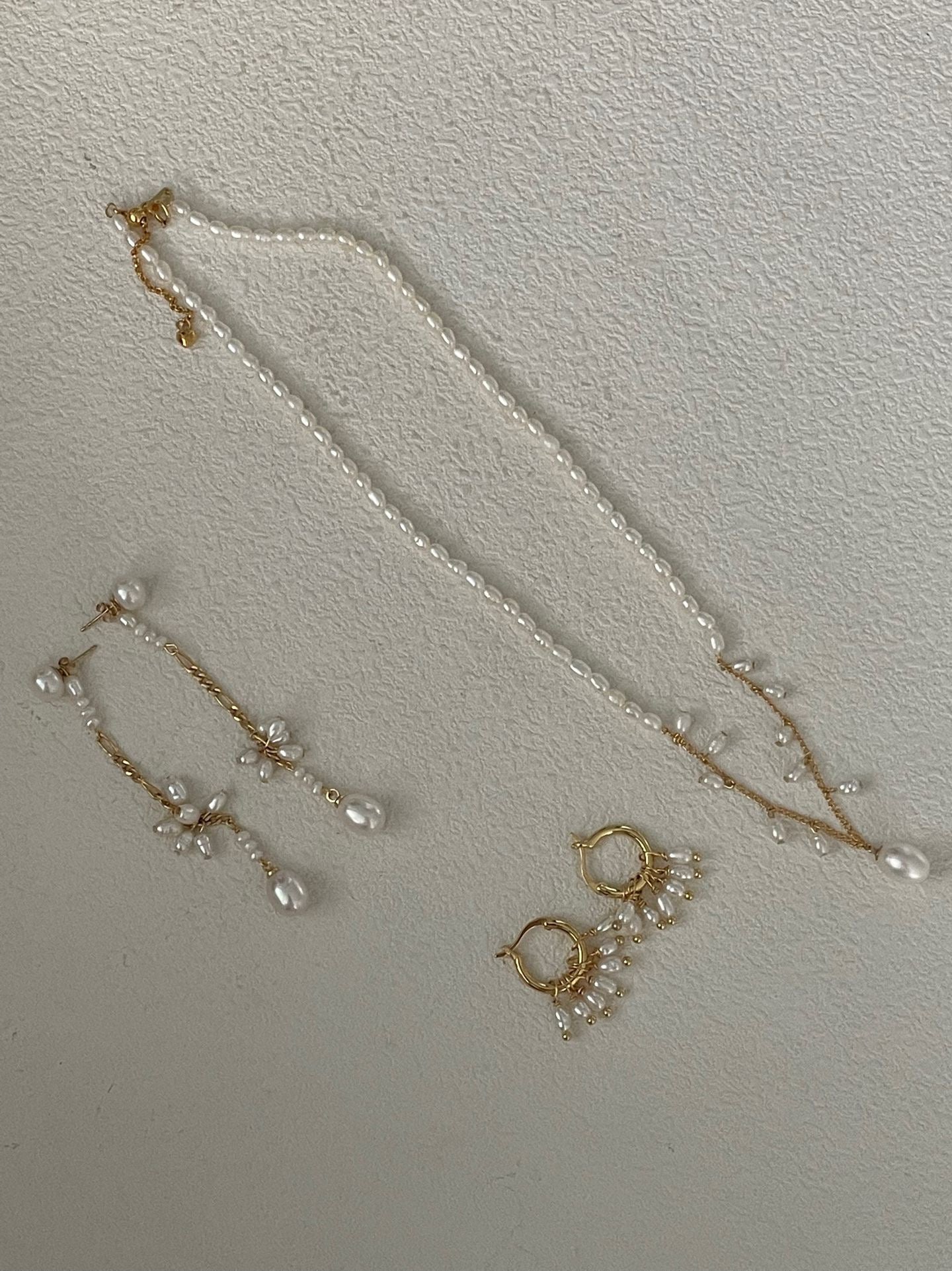 French Fairy Rain Drop Necklace | 14K Gold-filled & 18K Gold-plated Silver | 39+5cm