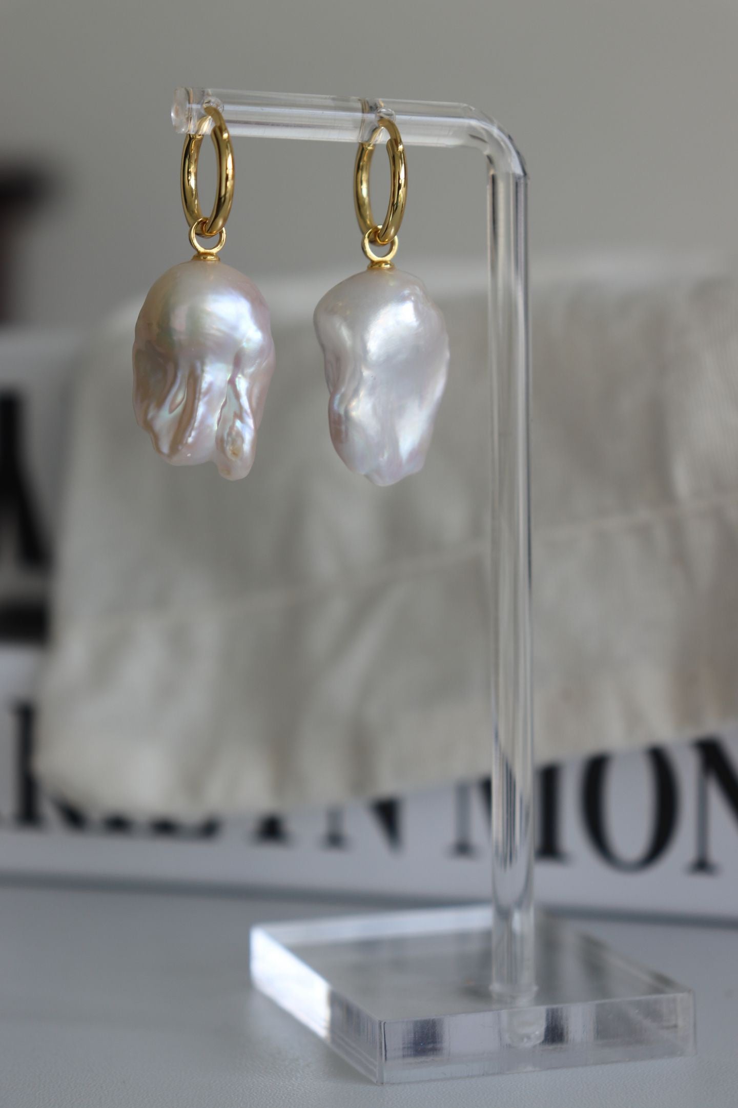 Dangling Baroque Pearl Earrings | 18K Gold-Plated Silver