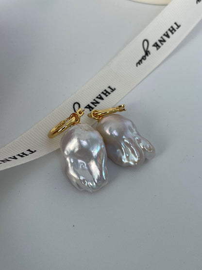 Dangling Baroque Pearl Earrings | 18K Gold-Plated Silver
