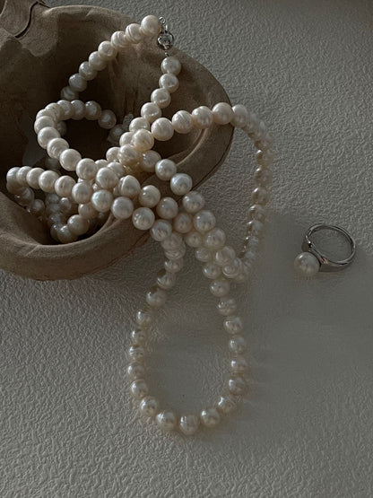 Textured Pearl Ring | 925 Sterling Silver