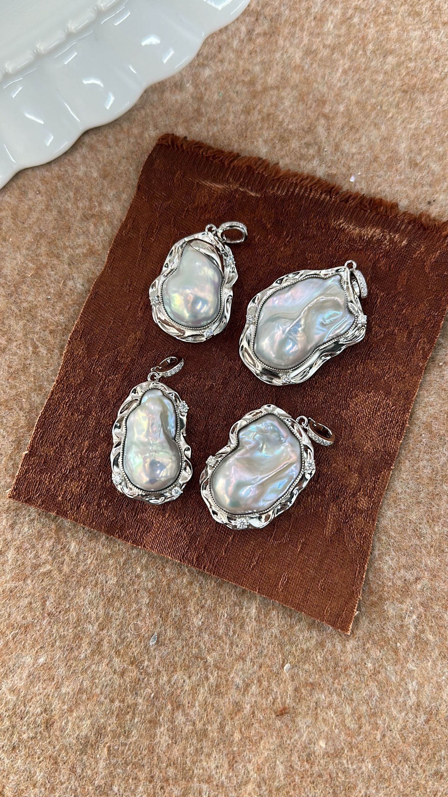 Custom Bezel-Set Baroque Pearl Pendant | Sterling Silver | Freshwater & Seawater Options