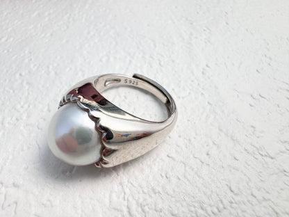 925 Sterling Silver Mabe Pearl Ring – Statement Freshwater Pearl Jewelry
